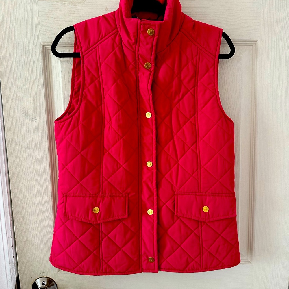 TORY BURCH PINK ROSE PUFFER VEST SMALL